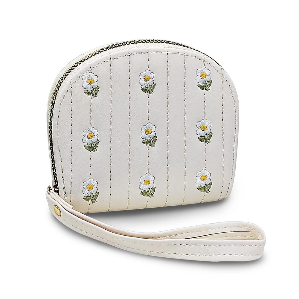 7140 Credit Card Holder , Cute Flower Embroidery Card Case, Small Leather